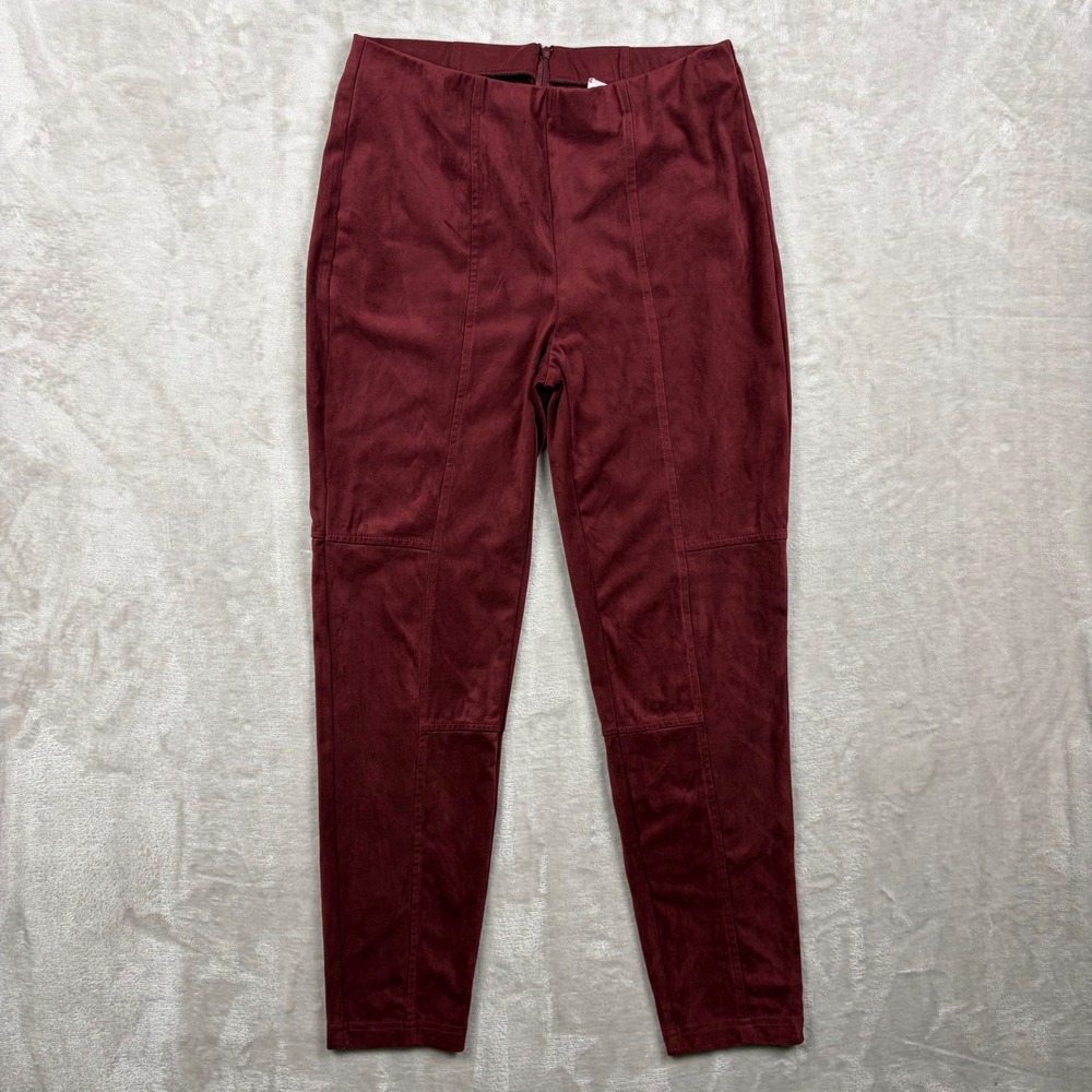Joseph Ribkoff Burgundy Faux Suede Paneled Leggings Pants‎ Women Size